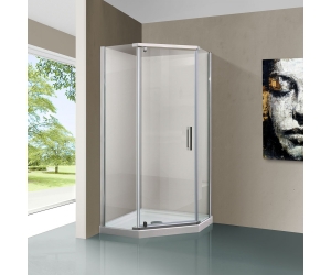 Душевой уголок Vincea Stresa VSP-1S100CL, 100 x 100 см, пятиугольный, дверь распашная, стекло прозрачное, хром