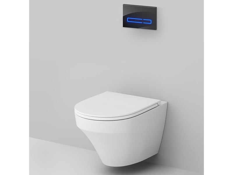 Купить Инсталляция Am.Pm Inspire, IS450A38.501700 с безободковым унитазом Inspire FlashClean, клавиша Touch Pro стекло, черная, крышка микролифт