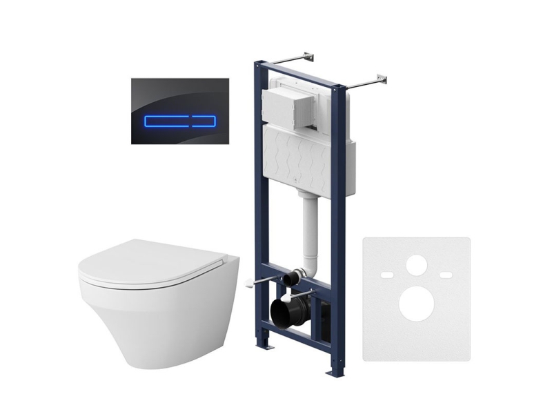 Купить Инсталляция Am.Pm Inspire, IS450A38.501700 с безободковым унитазом Inspire FlashClean, клавиша Touch Pro стекло, черная, крышка микролифт