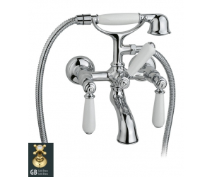 Смеситель Nicolazzi P.M. Blanc 1401GB78 для ванны и душа, гальваническое золото, ручка белая керамика