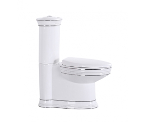 Напольный унитаз CeramaLux Lux Classic 1409 36 х 70 х 80 см сиденье Soft Close, белый, хром