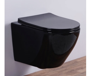 Подвесной унитаз CeramaLux CL2196-18 36 x 52 x 36 см безободковый, сиденье DP, Soft Close, цвет черный