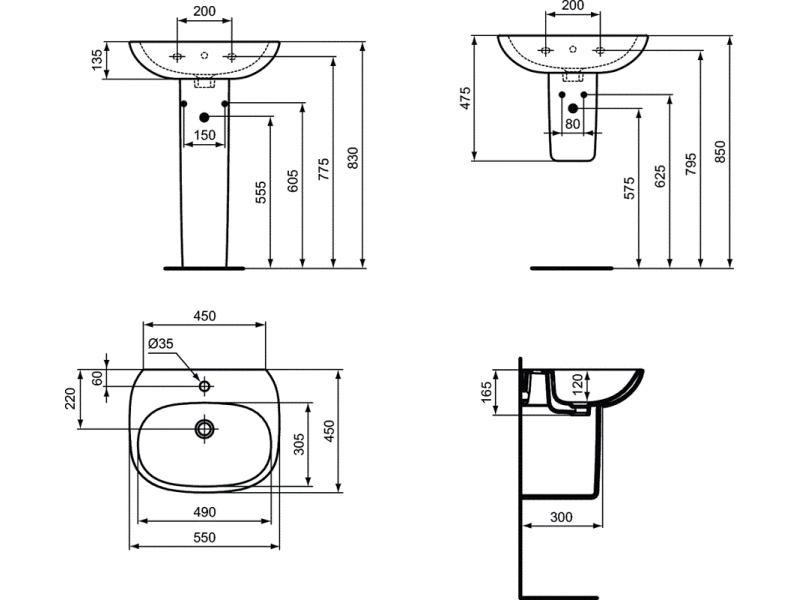 Купить Раковина Ideal Standard Tesi T352301 55 см, тонкий бортик