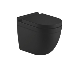Подвесной унитаз CeramaLux 2198MB 36 x 52 x 41 см безободковый, сиденье DP, Soft Close, цвет черный матовый, крышка микролифт