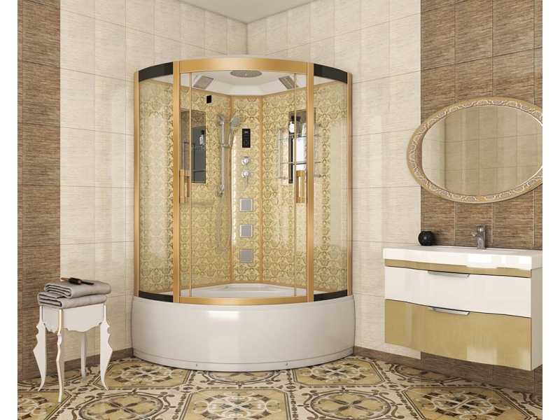 Купить Душевая кабина Niagara 7744G, 120 x 120 см с гидромассажем, стенки золото