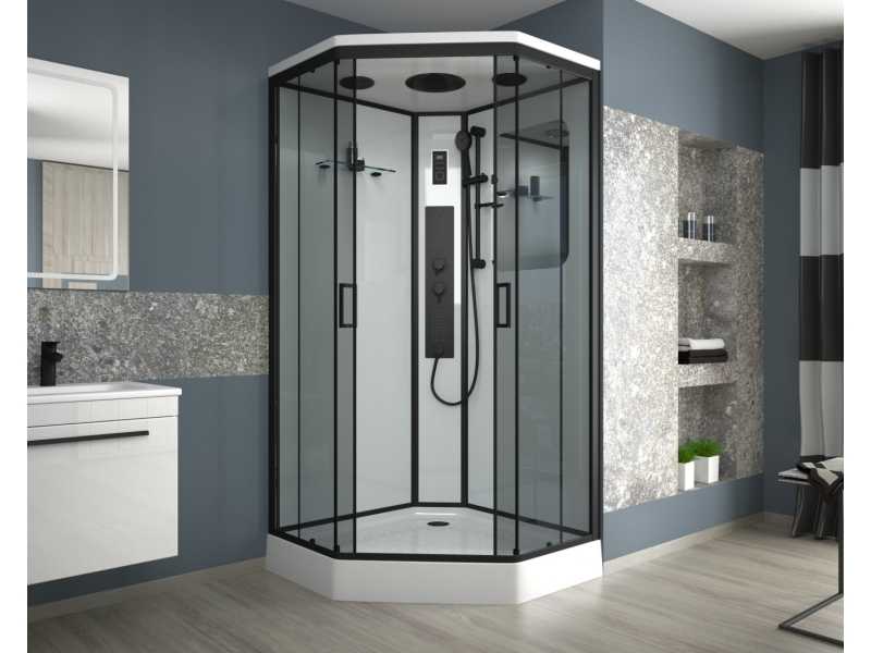 Купить Душевая кабина Niagara Premium 90 x 90, с г/м, низкий поддон, профиль - черный, стекло - тонированное, NG-6901-01GD BLACK