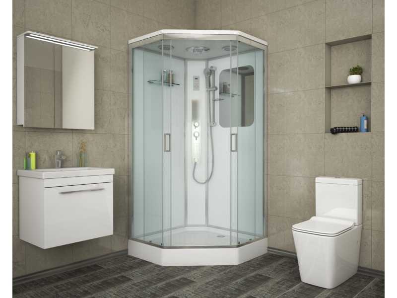 Купить Душевая кабина Niagara Premium 90 x 90, с г/м, низкий поддон, профиль - хром, стекло - прозрачное, NG-6001-01GD