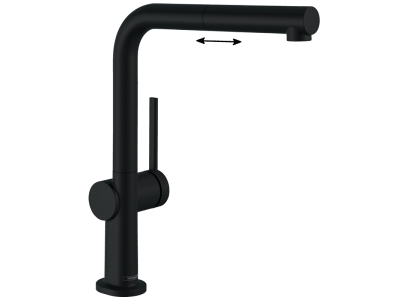 Кухонный смеситель Hansgrohe Talis M54 72809670, с вытяжным изливом, в комплекте с коробом sBox для шланга, чёрный матовый
