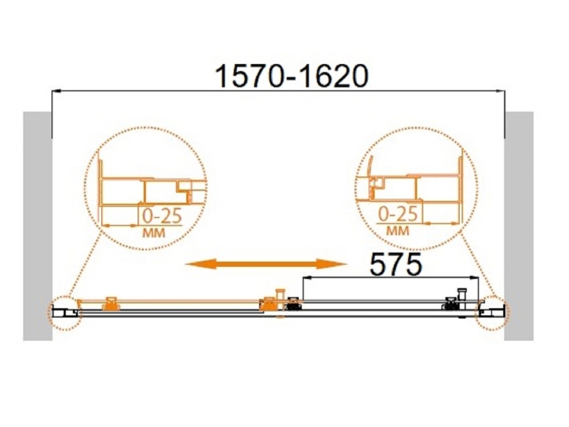Купить Душевая дверь в нишу Cezares Molveno MOLVENO-BF-1-160-C-Cr-IV, 160 х 190 см, стекло прозрачное, цвет профиля хром