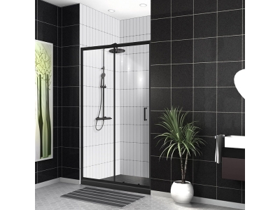 Душевая дверь в нишу BelBagno Uno-195, 110 х 195 см, профиль черный матовый, стекло прозрачное, UNO-195-BF-1-110-C-NERO