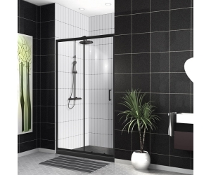 Душевая дверь в нишу BelBagno Uno-195, 110 х 195 см, профиль черный матовый, стекло прозрачное, UNO-195-BF-1-110-C-NERO