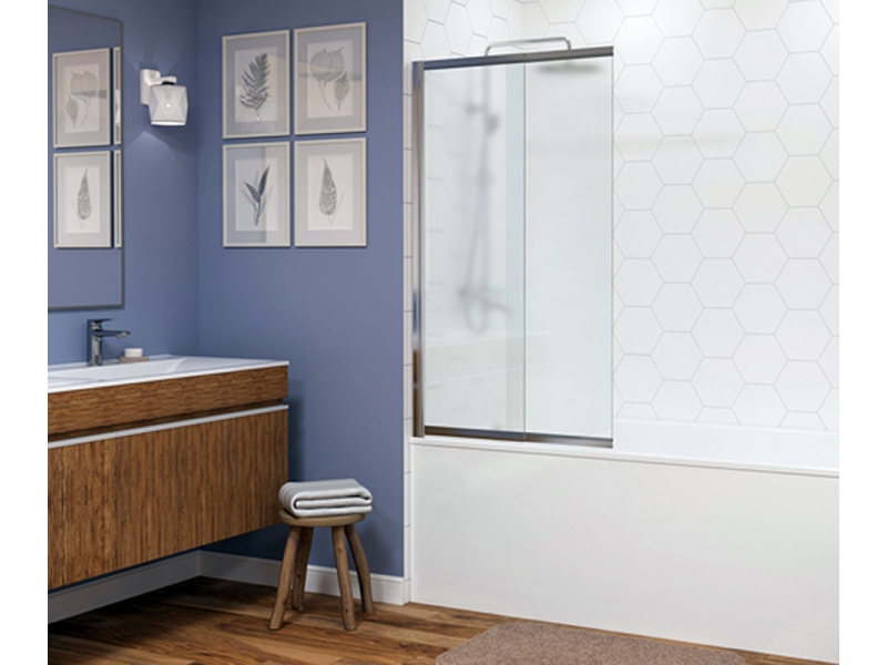 Купить Стеклянная шторка на ванну WasserKraft 41S02-100L/R Matt glass, распашная/раздвижная, двустворчатая
