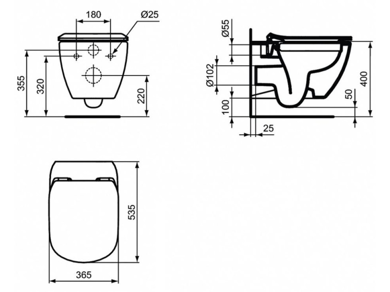 Купить Подвесной унитаз Ideal Standard Tesi WH RimLS+, без сиденья, белый, T493201