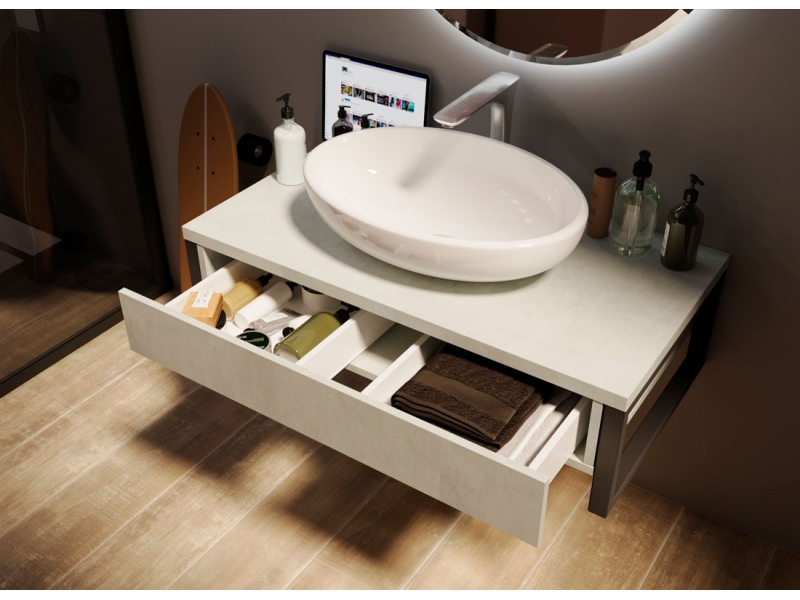 Купить Тумба 1Marka Grunge Loft 100П, бетон светлый, У85853