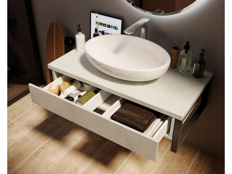 Купить Тумба 1Marka Grunge Loft 90П, бетон светлый, У85852