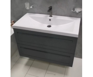 Тумба под раковину Art&Max AM-Platino-1000-2C-SO-GM, 100 x 49 x 55 см подвесная, серый матовый