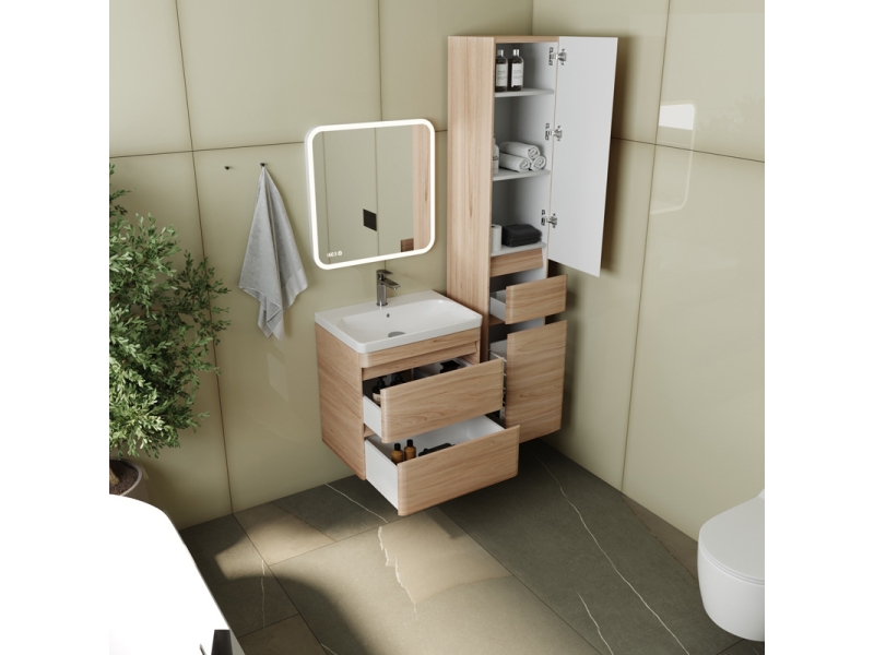 Купить Тумба под раковину Style Line Атлантика 60 СС-00002217 Люкс Plus, 60 см, подвесная, ясень перламутр
