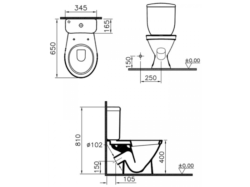 Купить Напольный унитаз VitrA Eco Line 9837B003-7200 крышка стандарт