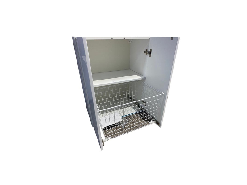 Купить Шкафчик Am.Pm Gem 60 см, над стиральной машиной, с корзиной, push-to-open, белый глянец, M90CHSX0641WG