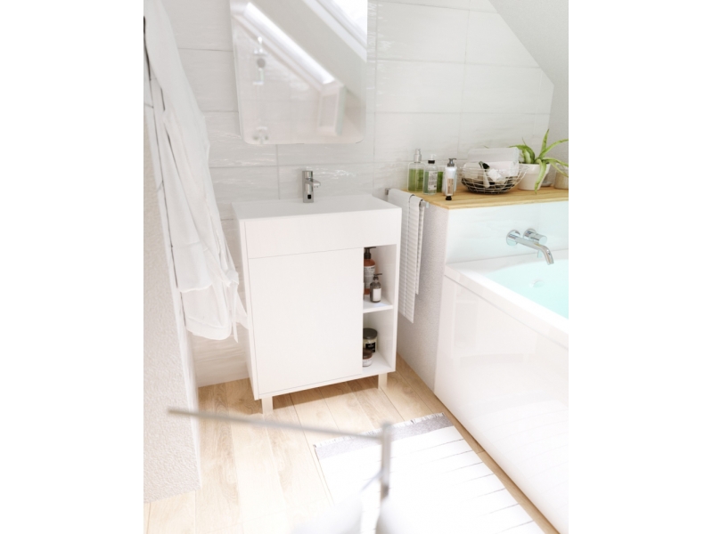 Купить Тумба с раковиной 1Marka Lido 60 см, 1 дверь, напольная, белый, У83298