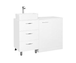 Тумба с раковиной Style Line Берн 120, ЛС-000010046, со столешницей под стиральную машину, белая, PLUS