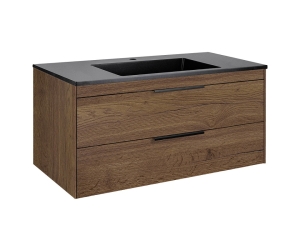 Тумба под раковину Vincea Chiara 2D 100 см, подвесная, дуб табак T.Oak, VMC-2C2100TO