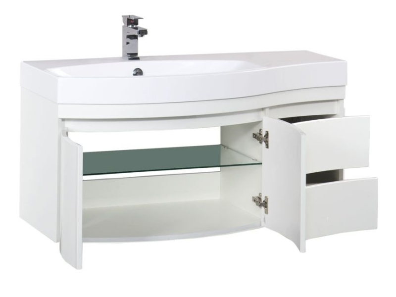 Купить Тумба под раковину Aquanet Опера 2-115 R (2 дверцы, 2 ящика) 00169654, правая, цвет белый