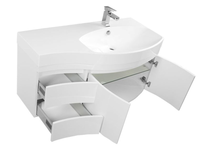 Купить Тумба под раковину Aquanet Опера 2-115 R (2 дверцы, 2 ящика) 00169654, правая, цвет белый