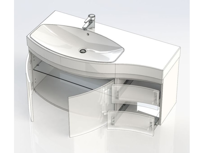 Купить Тумба под раковину Aquanet Опера 2-115 R (2 дверцы, 2 ящика) 00169654, правая, цвет белый