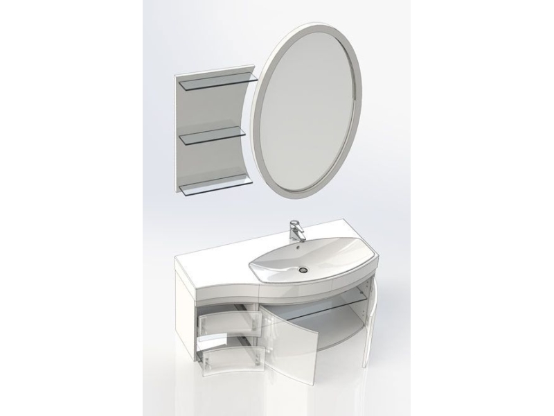 Купить Тумба под раковину Aquanet Опера 2-115 R (2 дверцы, 2 ящика) 00169654, правая, цвет белый