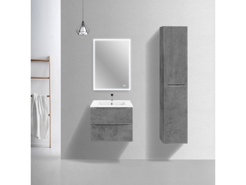 Купить Тумба под раковину Vincea Mia Slim 60 см, подвесная, серый бетон, VMC-2MC600S1BT