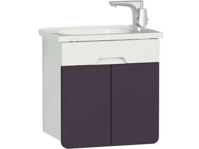 Тумба с раковиной Vitra D-Light 50 см, подвесная, корпус белый, фасад фиолетовый, 58129