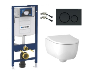 Инсталляция Geberit с безободковым унитазом Geberit iCon Rimfree, 500.300.82.1, сиденье микролифт, комплект Идеальная пара