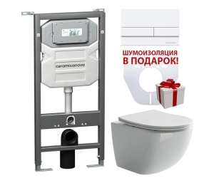 Инсталляция Ceramica Nova Envision с унитазом Ceramica Nova Forma Rimless CN3009, крышка микролифт, клавиша Flat белый матовый, CN3009_1002W_1000