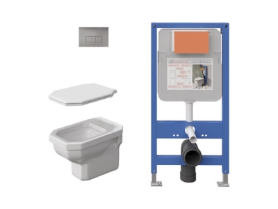 Инсталляция Caprigo GBR-100 Duo с унитазом Tempo, крышка микролифт, кнопка хром, 4703 LA002-crm