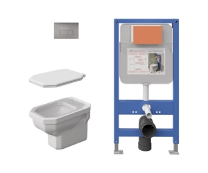 Инсталляция Caprigo GBR-100 Duo с унитазом Tempo, крышка микролифт, кнопка хром, 4703 LA002-crm