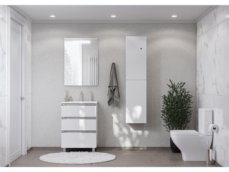 Купить Тумба под раковину Roca The Gap 60 см, 857552806, 3 ящика, напольная, белый глянцевый