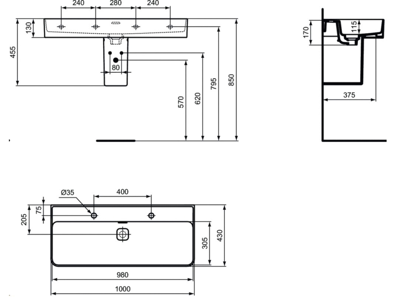 Купить Раковина Ideal Standard Strada II Vanity 100 см, белый, T372401