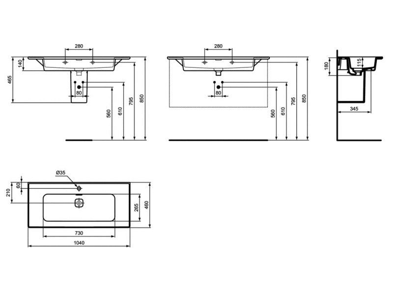 Купить Раковина Ideal Standard Strada II Vanity 104 см, белый, T300401