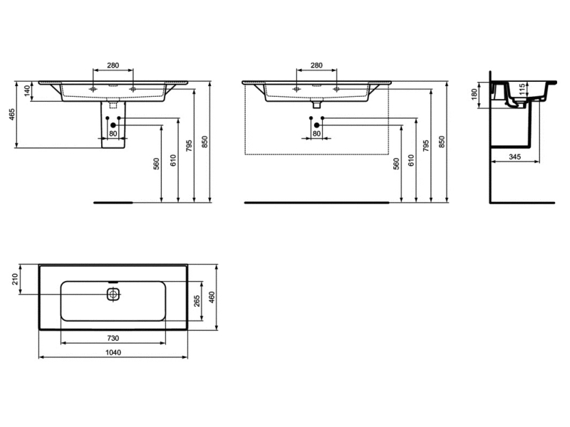Купить Раковина Ideal Standard Strada II Vanity 104 см, белый, T363501