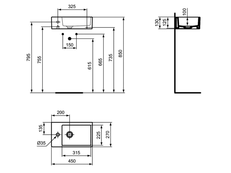 Купить Раковина Ideal Standard Strada 45 x 27 см, белый, левая, K081701