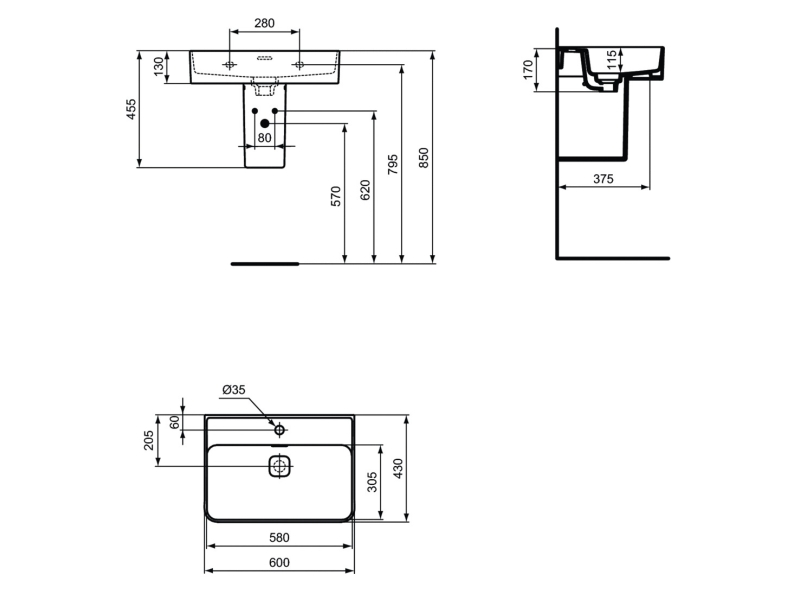 Купить Раковина Ideal Standard Strada II 60 см, белый, T300001