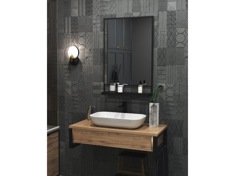 Купить Зеркало 1Marka Grunge Loft 60П, черный, Ц0000007990
