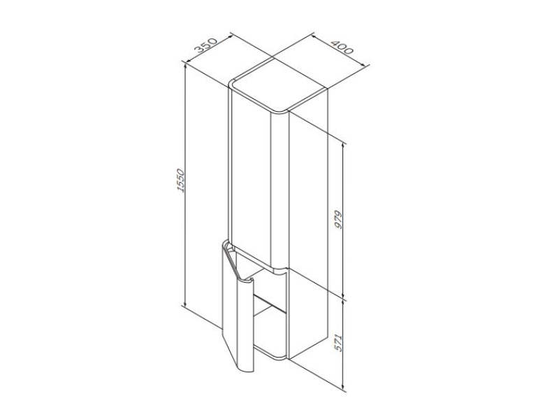 Купить Пенал Am.Pm Sensation, M30CHR0406WG, цвет - белый глянец, правый, 40x35x155 см