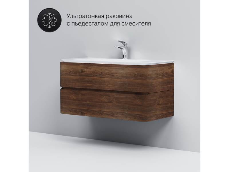 Купить Тумба под раковину Am.Pm Sensation 100 см, подвесная, орех, M30FHX1002NF