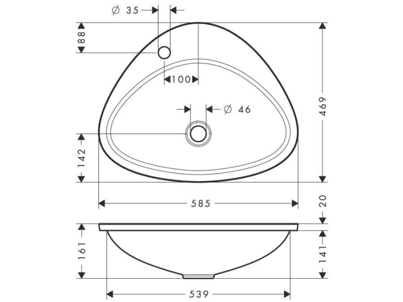 Купить Раковина Axor Massaud 42310000, 58.5 х 46.9 х 16.1 см накладная, цвет белый
