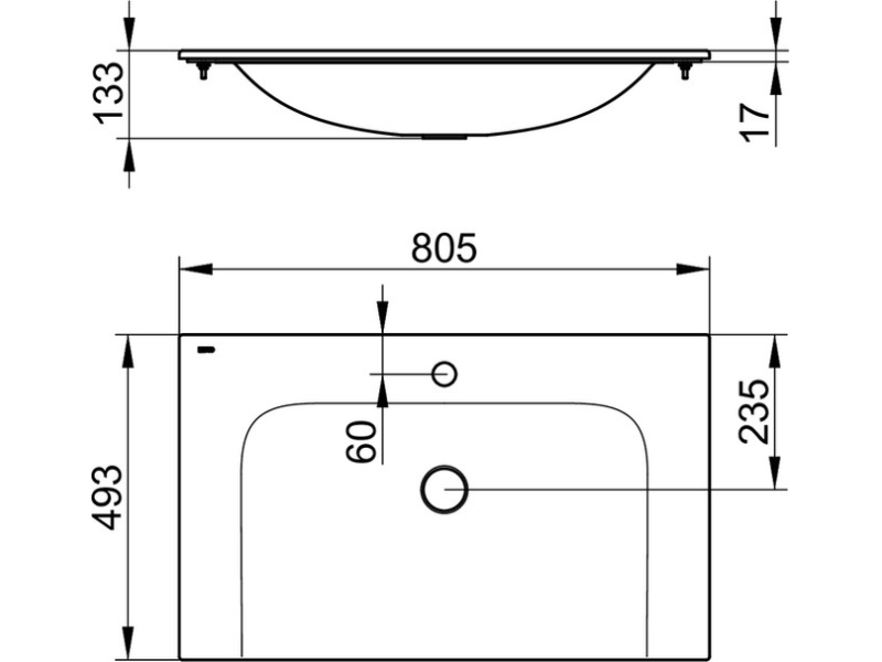 Купить Раковина Keuco Plan 32960 318001 80.5 x 49.3 см на 1 отверстие под смеситель