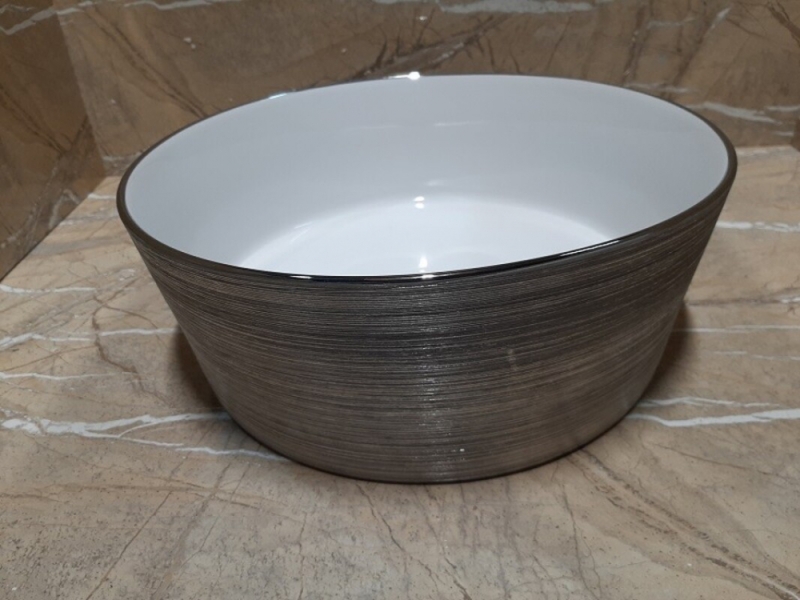Купить Раковина CeramaLux LuxeLine, 36.5 х 36.5 см, накладная, белая, серебро, C1054
