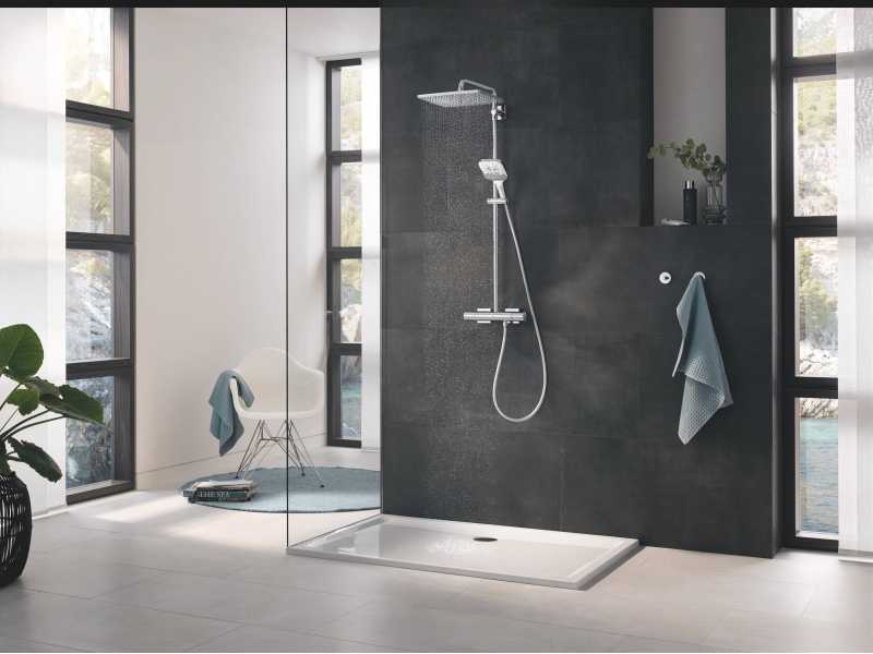 Купить 26649000 Rainshower SmartActive 310 Mono Cube Душевая система, квадратный, 1 режим струи, с термостатом, хром