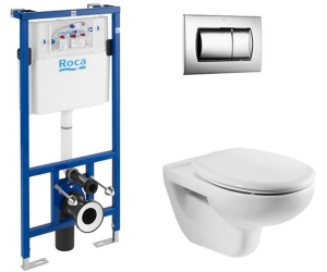 ПЭК Roca Mateo Pack 893100010 подвесной унитаз + инсталляция + кнопка + сиденье